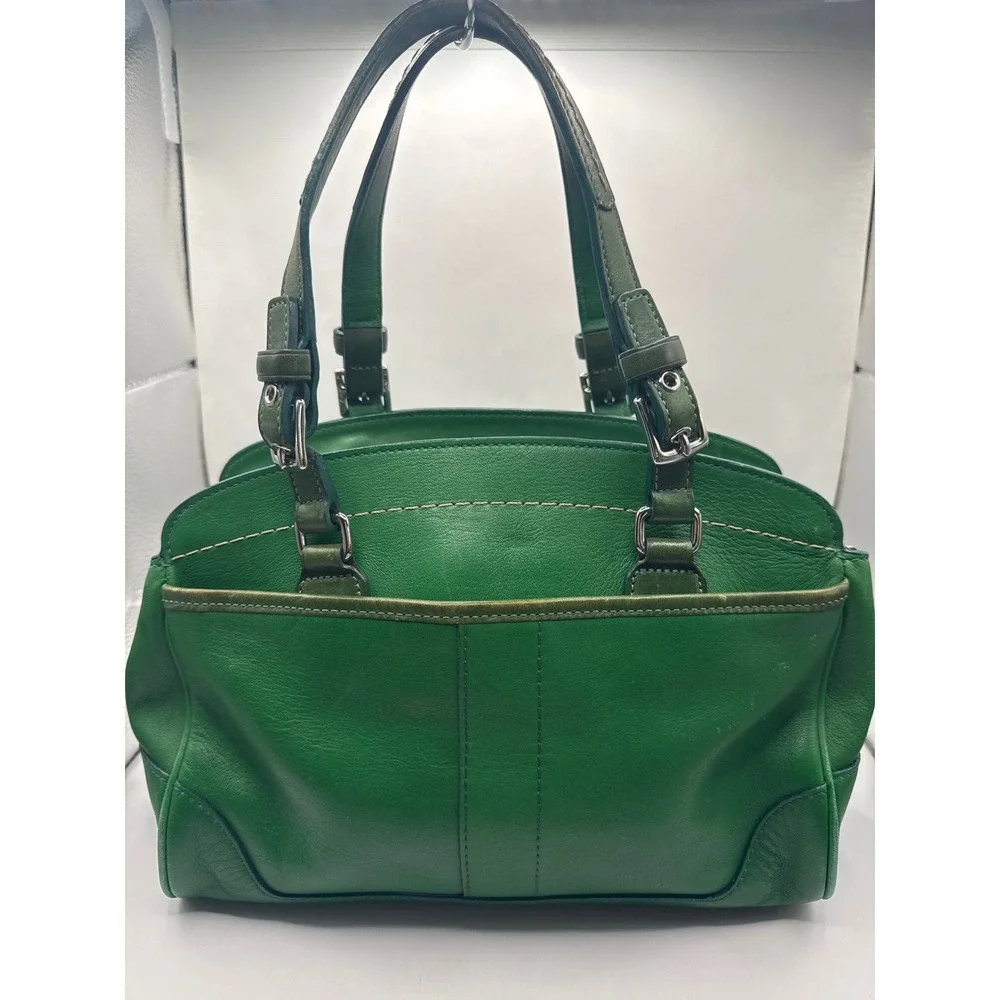 Vintage Coach 7465‎ Hamilton Kelly Green Leather Satchel Handbag